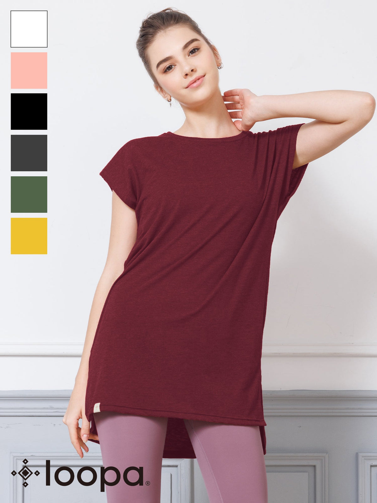 [Loopa] Loopa Side Slit Tunic Tee / side slit tunic tee