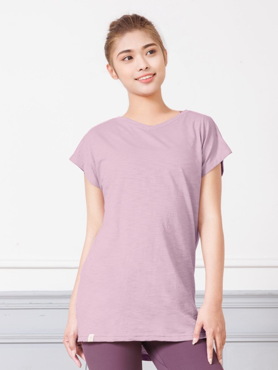 [Loopa] ルーパ VネックサイトスリットチュニックTee / V neck site slit tunic - Loopa ルーパ 公式 ヨガウェア・フィットネスウェア