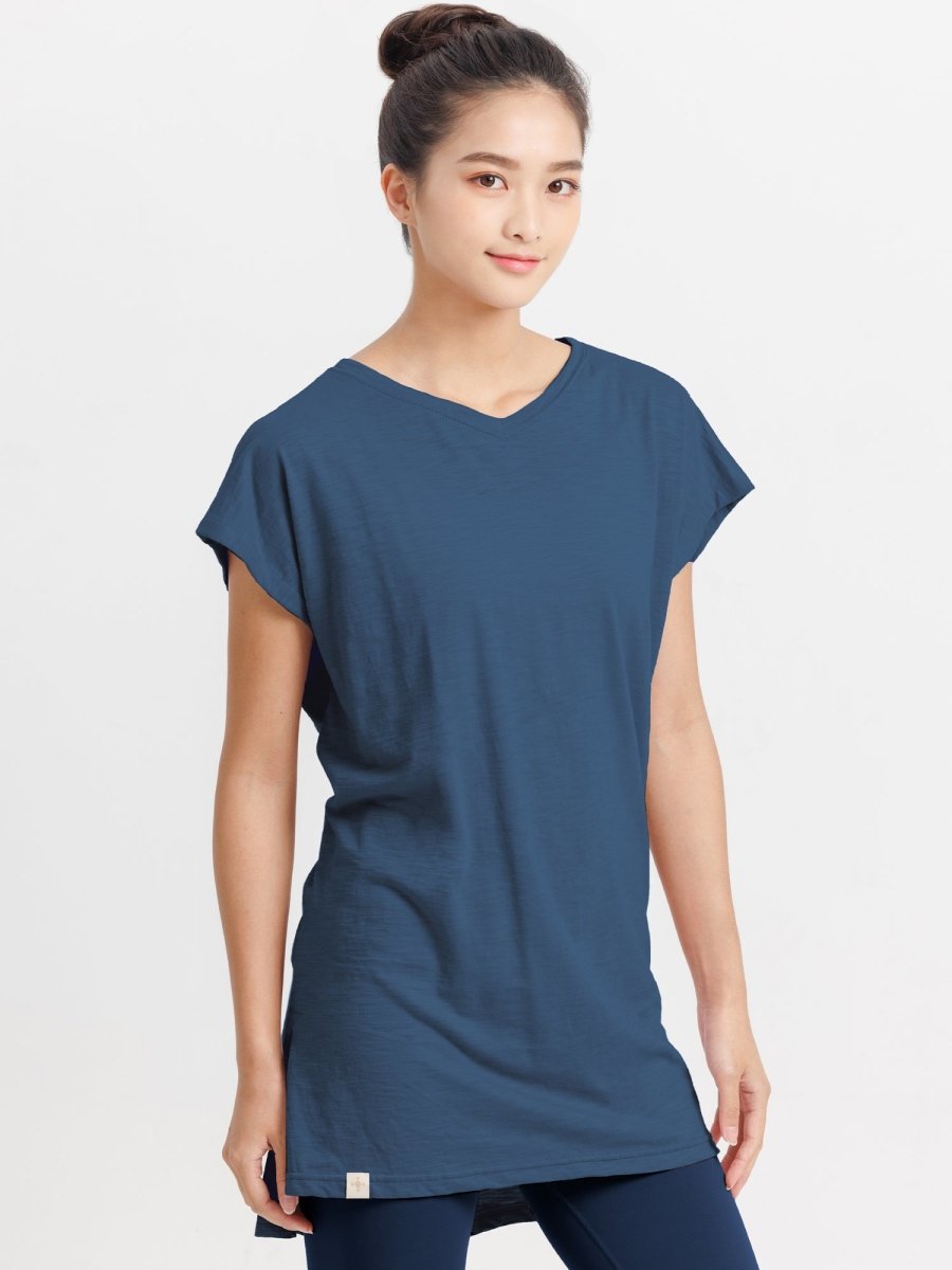 [Loopa] ルーパ VネックサイトスリットチュニックTee / V neck site slit tunic - Loopa ルーパ 公式 ヨガウェア・フィットネスウェア