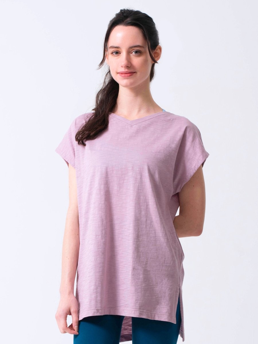 [Loopa] ルーパ VネックサイトスリットチュニックTee / V neck site slit tunic - Loopa ルーパ 公式 ヨガウェア・フィットネスウェア