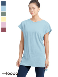 Limited Time SALE [Loopa] Loopa V-neck Side Slit Tunic Tee / V neck side slit tunic