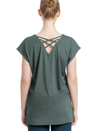 [Loopa] Loopa Back Cross V-Neck Tunic