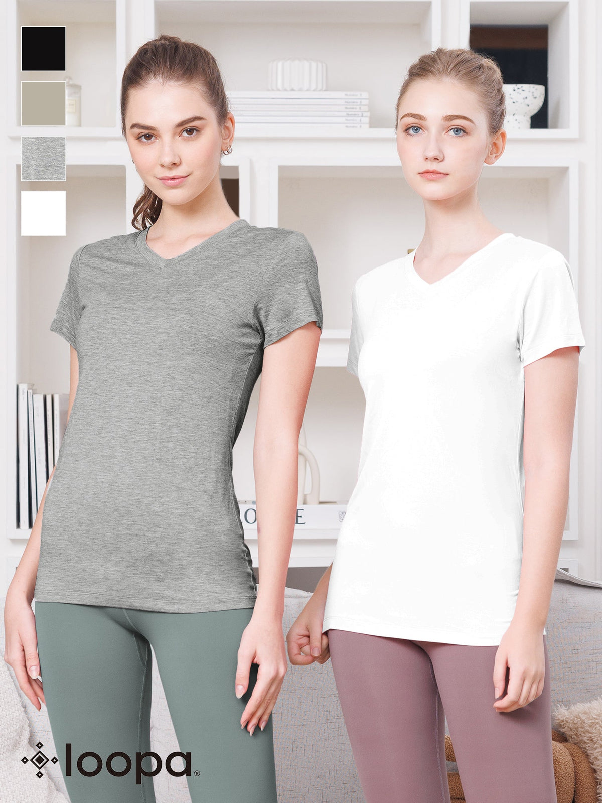 SALE [Loopa] BA V-Neck Tee Top (Bamboo) Bamboo V Neck Tee Top