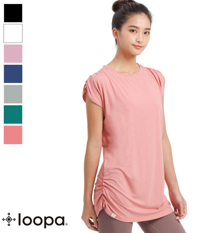 [Loopa] ルーシュ ロング Tシャツ Yoga Roush long Tee - Loopa ルーパ 公式 ヨガウェア・フィットネスウェア